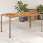 vidaXL Tuintafel 150x90x75 cm poly rattan en massief, Verzenden, Nieuw