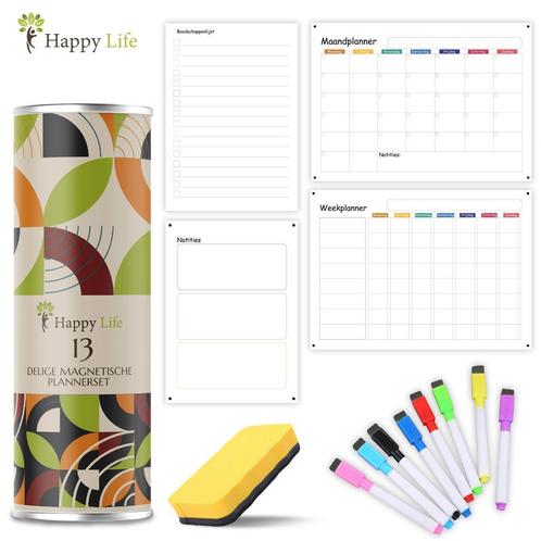 Happy Life Weekplanner &amp; Maandplanner Whiteboard Set, Hobby en Vrije tijd, Scrapbooking, Overige typen, Nieuw, Overige merken
