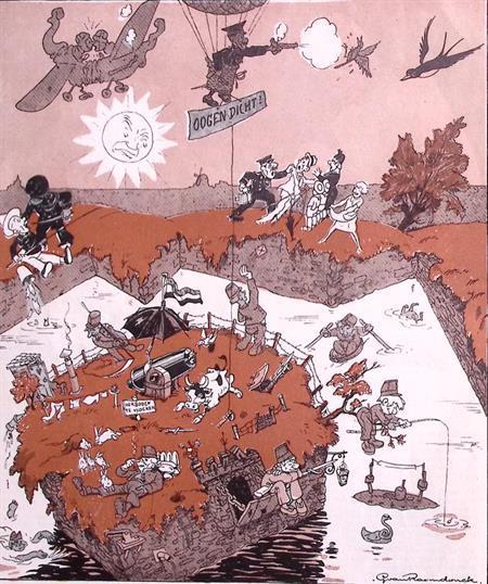Verbeelding van een Nederlands fort op spotprent (Lithos), Antiek en Kunst, Kunst | Litho's en Zeefdrukken, Verzenden