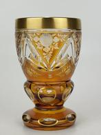 Bohemia - Vaas - Kristal - amberkleurige vaas, Antiek en Kunst