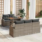 vidaXL 6-delige Tuinset met kussens poly rattan acaciahout, Tuin en Terras, Verzenden, Nieuw, Rotan, Tuinset