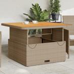 vidaXL Tuintafel 110x110x71 cm poly rattan en acaciahout, Verzenden, Nieuw