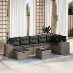 vidaXL 8-delige Loungeset met kussens poly rattan grijs, Nieuw, Loungeset, 7 zitplaatsen, Verzenden