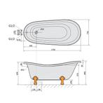 Vrijstaand Bad Sapho Retro 173x75x84 cm Wit / Zwart met, Doe-het-zelf en Verbouw, Sanitair, Ophalen of Verzenden, Nieuw