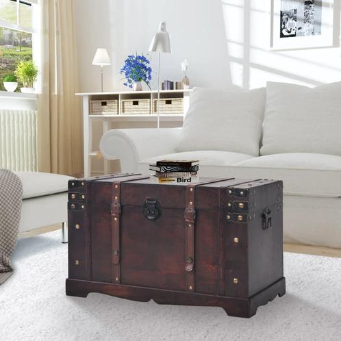 vidaXL Schatkist vintage stijl 66x38x40 cm hout, Huis en Inrichting, Woonaccessoires | Kisten, Nieuw, Verzenden