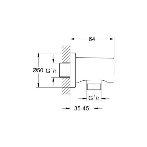 Wandaansluitbocht Grohe Rainshower Hard Graphite Geborsteld, Doe-het-zelf en Verbouw, Sanitair, Ophalen of Verzenden