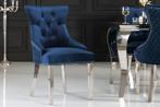 Barokstoel CASTLE DELUXE koningsblauw fluweel leeuwenkop, Ophalen of Verzenden, Nieuw