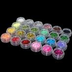 24 kleuren nagel kunst acryl glitter poeder stof tips lic...