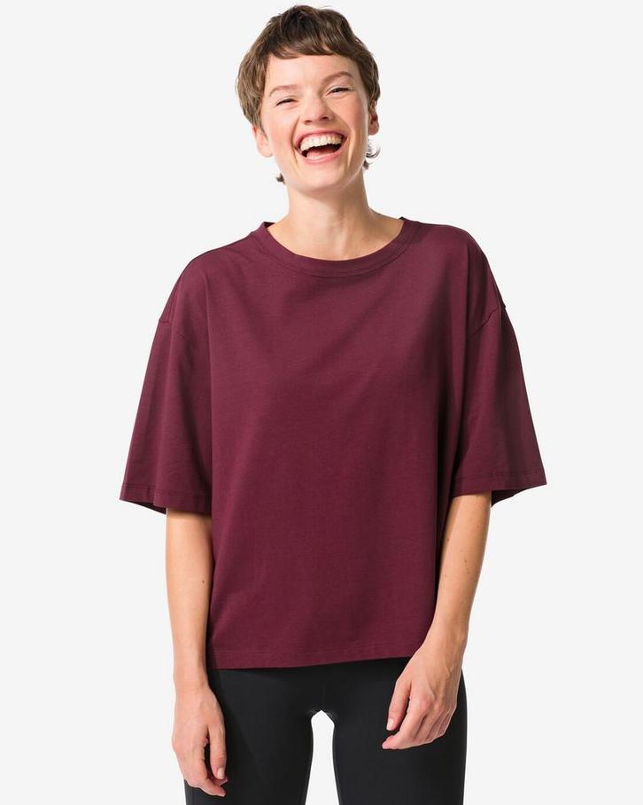 HEMA Dames T-shirt oversized donkerrood, Kleding | Dames, Overige Dameskleding, Nieuw, Verzenden
