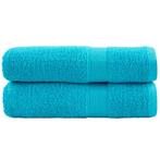 vidaXL Handdoeken SOLUND 2 st 600 g/m² 50x100 cm turquoise, Huis en Inrichting, Verzenden, Nieuw, Blauw