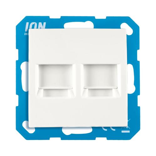 Modular Jack 2-voudig met Centraalplaat E1 Mat Alpin wit ION, Doe-het-zelf en Verbouw, Elektra en Kabels, Ophalen of Verzenden