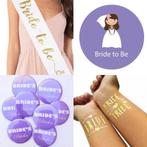 Vrijgezellenfeest set Bride Tribe paars wit goud met sjerp b, Hobby en Vrije tijd, Feestartikelen, Verzenden, Nieuw, Feestartikel