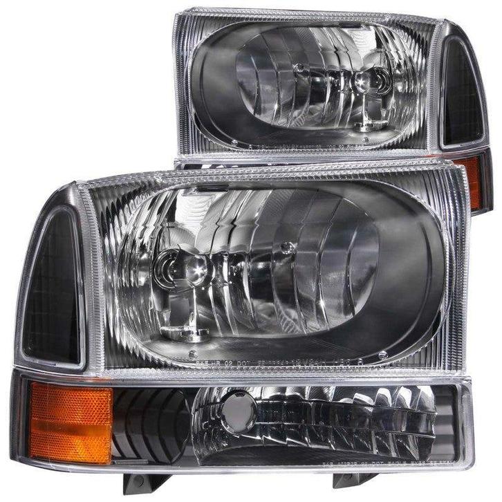 ANZO 2000-2004 Ford Excursion Crystal Headlights Black, Auto-onderdelen, Verlichting, Ophalen of Verzenden