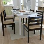 vidaXL Eetkamerstoelen 6 st massief hout en fluweel bruin, Huis en Inrichting, Verzenden, Nieuw, Bruin