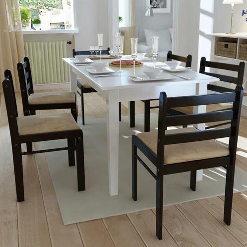 vidaXL Eetkamerstoelen 6 st massief hout en fluweel bruin, Huis en Inrichting, Stoelen, Bruin, Nieuw, Verzenden