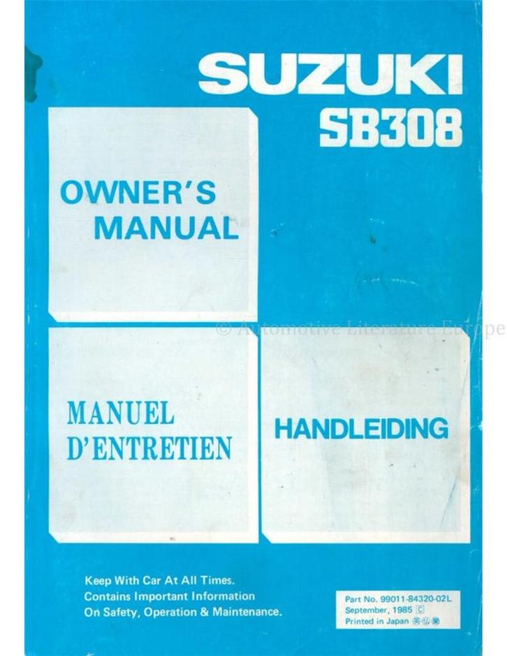 1985 SUZUKI SB308 (ALTO) INSTRUCTIEBOEKJE MULTI, Auto diversen, Handleidingen en Instructieboekjes