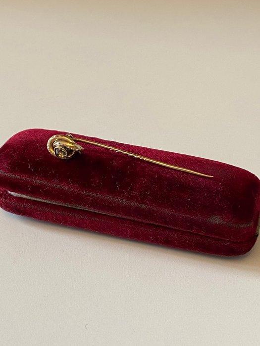 Broche - 10 kt. Geel goud Quartz - antieke dasspeld, Sieraden, Tassen en Uiterlijk, Antieke sieraden