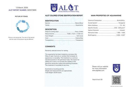 ALGT Gecertificeerd – Grote en Exclusieve Aquamarijn Armband, Verzamelen, Mineralen en Fossielen