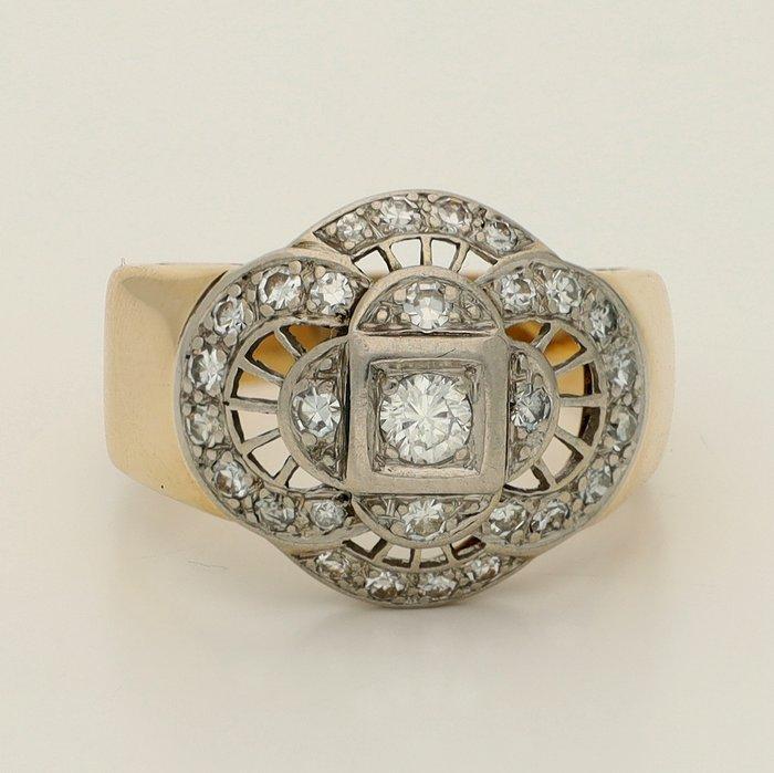 Ring - 18 karaat Geel goud, Witgoud - 1.03ct. tw. Diamant, Sieraden, Tassen en Uiterlijk, Ringen