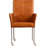 Leren eetkamerstoel Comfort met wieltjes en armleuning - Vi, Huis en Inrichting, Stoelen, Overige kleuren, Nieuw, Leer, Ophalen of Verzenden