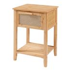 Nachtkastje Leirfjord 60x40x35 cm naturel en rotan look [en., Huis en Inrichting, Tafels | Bijzettafels, Verzenden, Nieuw