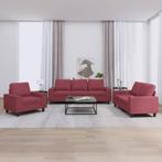 vidaXL 3-delige Loungeset stof wijnrood, Huis en Inrichting, Banken | Bankstellen, Verzenden, Nieuw, Vierpersoons of meer, Stof