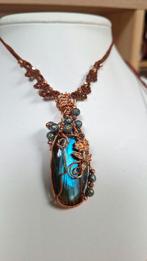 Labradoriet hanger – Koperen ketting met natuurlijke edelste, Nieuw, Steen of Mineraal, Verzenden, Blauw