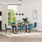 vidaXL Eetkamerstoelen 6 st fluweel blauw, Huis en Inrichting, Stoelen, Verzenden, Nieuw, Blauw