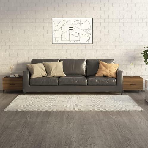 vidaXL Salontafels 2 st met metalen poten 50x50x40 cm bruin, Huis en Inrichting, Tafels | Salontafels, 50 tot 100 cm, Nieuw, Overige houtsoorten