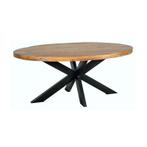 Eettafel Ovaal, Zazuhome , 200cm, Mangohout naturel, Huis en Inrichting, Tafels | Eettafels, Nieuw