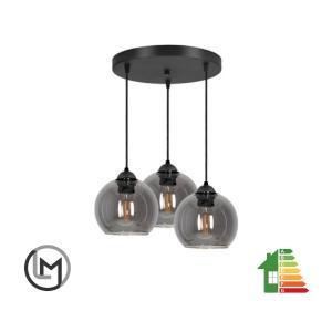 Hanglamp – Industrieel 3-Lichts Smoke, Huis en Inrichting, Lampen | Hanglampen, Nieuw, Glas, Metaal, Verzenden