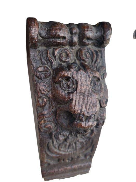 Gesneden houten wandconsole - Wandtafel - Eik - leeuwenkop, Antiek en Kunst, Antiek | Overige Antiek