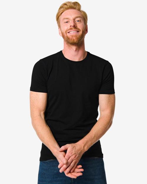 HEMA Heren t-shirt slim fit o-hals zwart, Kleding | Heren, Overige Herenkleding, Nieuw, Verzenden
