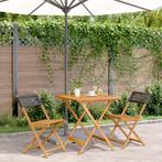 vidaXL 3-delige Bistroset poly rattan en massief hout zwart, Tuin en Terras, Tuinsets en Loungesets, Verzenden, Nieuw, Hardhout