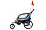 Fietskar kind - buggy - 2-zits - met schokbreker - blauw, Nieuw, 20 tot 40 kg, Ophalen of Verzenden, Kinderkar