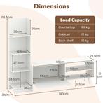 2dekans | coast Woonwand TV-meubel - Wit - 140 x 31 x 115,5, Huis en Inrichting, Kasten | Televisiemeubels, Ophalen of Verzenden