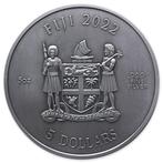 Fiji. 2022 5 oz $5 Fiji Cats Silver Antique Finish Coin (In