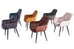 Design stoel MILANO grijs fluweel met Chesterfield quilting, Huis en Inrichting, Stoelen, Nieuw, Ophalen of Verzenden