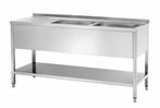 RVS Spoelbak 160 x 70 cm | 2 spoelbakken | OUTLET model, Ophalen of Verzenden, Nieuw in verpakking, RVS Meubilair
