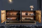 Design dressoir ILLUSION 180cm zwart mangohout massief hout, Ophalen of Verzenden, Nieuw