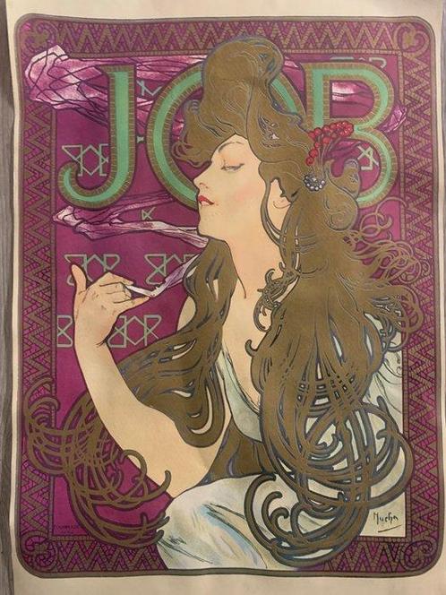 Alphonse Mucha (after) - Job - Jaren 1970, Antiek en Kunst, Kunst | Tekeningen en Foto's