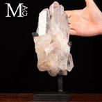 Buitengewone kwartscluster - Corinto Mines - Black Iron Base, Verzamelen, Mineralen en Fossielen