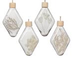 Ornamenten transparant met droogbloemen 7*3*14cm set van 4, Ophalen of Verzenden, Nieuw