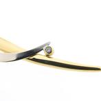 Bicolor gouden broche met zirconia (witgoud, geelgoud), Gebruikt, Overige kleuren, Ophalen of Verzenden, Met edelsteen