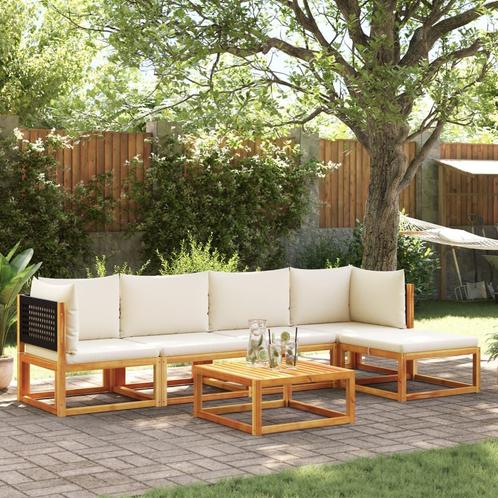 vidaXL 6-delige Loungeset met kussens massief acaciahout, Tuin en Terras, Tuinsets en Loungesets, Loungeset, Nieuw, Hardhout, Verzenden