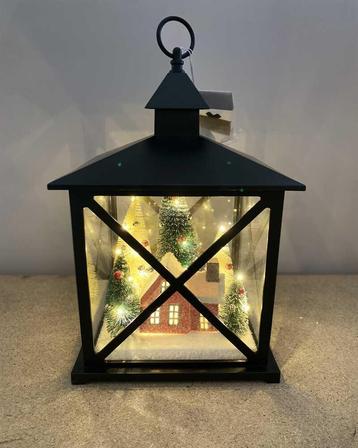 LUCOZA Kerstlantaarn met Kerk | LED verlichting | Glas/staal beschikbaar voor biedingen