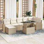 vidaXL Tuin Sofa Set met kussen met opslag 8 pcs Beige Poly, Verzenden, Nieuw, Rotan
