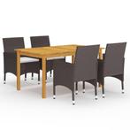 vidaXL 5-delige Tuinset bruin, Tuin en Terras, 4 zitplaatsen, Nieuw, Tuinset, Verzenden