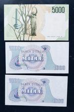 Italië. - 5.000 + 2 x 1.000 Lire - inclusa tripla AA...A -