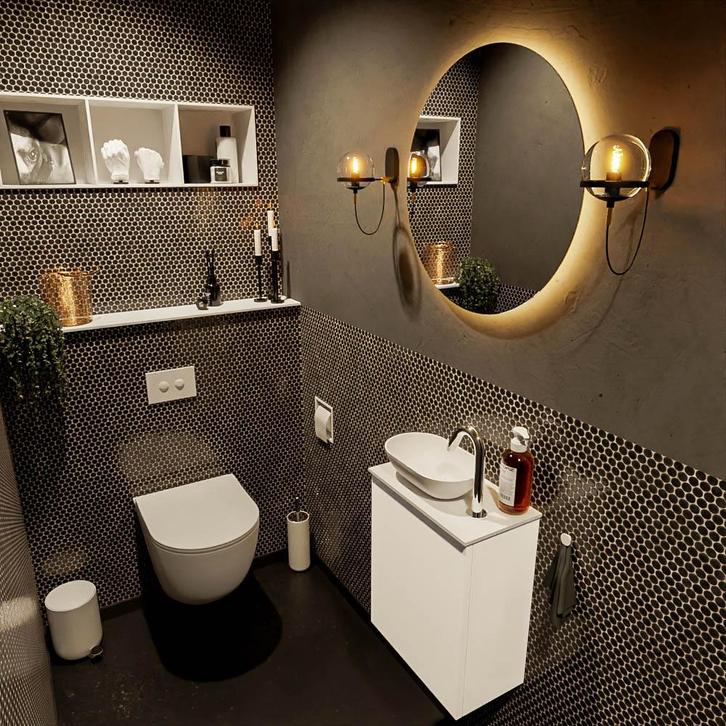 MONDIAZ FOWY toiletmeubel 40cm kleur talc. Waskom positie, Doe-het-zelf en Verbouw, Sanitair, Bad, Nieuw, Ophalen of Verzenden